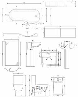 Premier Ava Complete Bathroom Suite with P-Shaped Shower Bath 1700mm Right Han