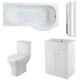 Premier Ava Complete Furniture Suite with 600mm Vanity Unit and P-Shaped Shower
