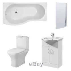 Premier Ava Complete Furniture Suite with Vanity Unit and B-Shaped Shower Bath 1