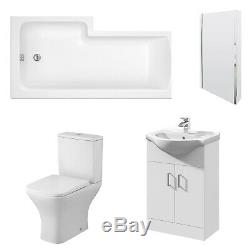 Premier Ava Complete Furniture Suite with Vanity Unit and L-Shaped Shower Bath 1