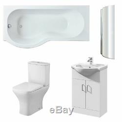 Premier Ava Complete Furniture Suite with Vanity Unit and P-Shaped Shower Bath 1