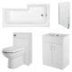 Premier Eden Complete Furniture Bathroom Suite with L-Shaped Shower Bath 1700mm