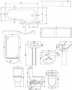 Premier Freya Complete Bathroom Suite with P-Shaped Shower Bath 1700mm Right H
