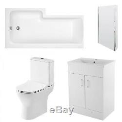 Premier Freya Complete Furniture Suite with 600mm Vanity Unit and L-Shaped Showe