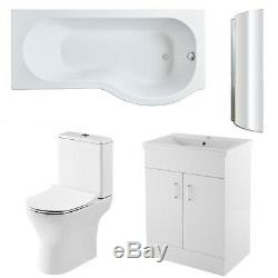 Premier Freya Complete Furniture Suite with 600mm Vanity Unit and P-Shaped Showe