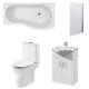 Premier Freya Complete Furniture Suite with Vanity Unit and B-Shaped Shower Bath