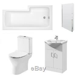 Premier Freya Complete Furniture Suite with Vanity Unit and L-Shaped Shower Bath