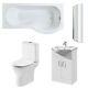 Premier Freya Complete Furniture Suite with Vanity Unit and P-Shaped Shower Bath