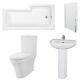 Premier Ivo Complete Bathroom Suite with L-Shaped Shower Bath 1700mm Left Hand