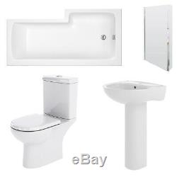 Premier Lawton Complete Bathroom Suite with L-Shaped Shower Bath 1700mm Left H