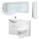 Premier Mayford Complete Furniture Bathroom Suite with P-Shaped Shower Bath 1700