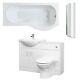 Premier Mayford Complete Furniture Bathroom Suite with P-Shaped Shower Bath 1700
