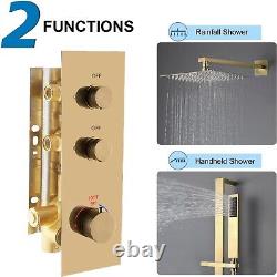 QISHENG Slide Bar Thermostatic Shower System Gold 10 Square Head