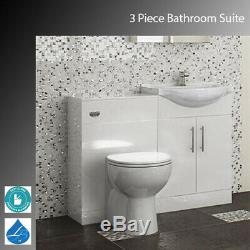 Right Hand L Shape Complete Bathroom Suite Vanity Unit Basin Toilet Bath Set