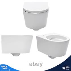 Rimless D Wall Hung Toilet Pan, Seat & GROHE 1.13m Concealed Cistern Frame WC