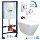 Rimless ECO Wall Hung Toilet Pan, Seat & GROHE 1.13m Concealed WC Cistern Frame