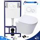 Rimless Wall Hung Toilet & 1.12m Concealed WC Cistern Frame Matt White Plate