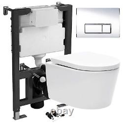 Rimless Wall Hung Toilet D Shape & 0.82m 1.0m Low Height Cistern WC Frame