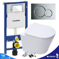 Rimless Wall Hung Toilet & GEBERIT Duofix 1.12m WC Concealed Cistern Frame Unit