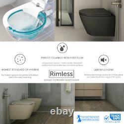 Rimless Wall Hung Toilet Pan, Seat & GROHE 1.13m Concealed Cistern Frame WC
