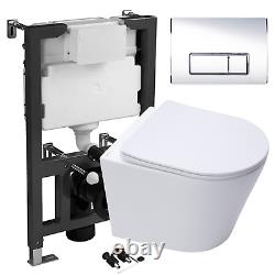 Rimless Wall Hung Toilet with 0.82m 1.0m Low Height Concealed Cistern WC Frame