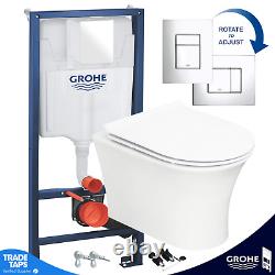 Rimless Wall Hung Toilet with GROHE 1.13m Concealed Cistern Frame & Plate Set
