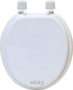 Round Molded Wood Toilet Seat Solid Colors Adjustable Hinges by Evideco