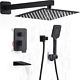 Shower Faucet Set Complete Matte Black Shower System with 8 Inch Square Rainfall