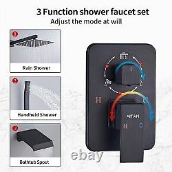 Shower Faucet Set Complete, Shower System Black with 10 inch Square Rainfall