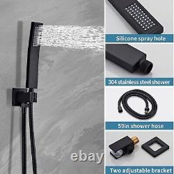 Shower Faucet Set Complete, Shower System Black with 10 inch Square Rainfall