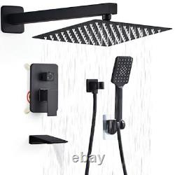 Shower Faucet Set Complete Shower System with 8 inch Square Matte Black 8 Inch