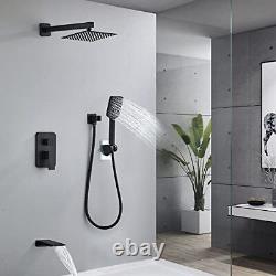 Shower Faucet Set Complete Shower System with 8 inch Square Matte Black 8 Inch
