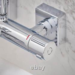 Thermostatic Mixer Shower And Bath Filler Tap Single Spray Pattern Twin Head