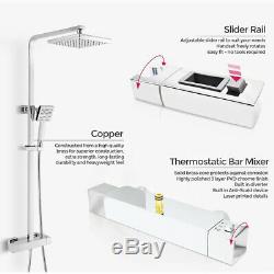 Thermostatic Shower Mixer Square Shape Chrome Exposed 2- Head Valve Complete Set