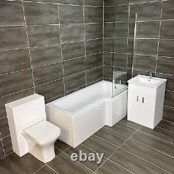 Troya 1050mm Vanity L Shaped Showerbath Complete Bathroom Suite