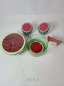 Watermelon Candle & Container Holder Set 6 Complete & 3.5 Half Shape Lot 5 New