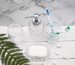 Wodlo 4-Piece Pumpkin Shape Glass Bathroom Accessories Set Complete Bath Acces